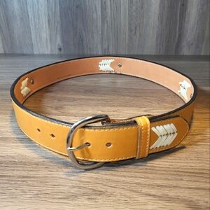 Vintage SBM MALLORY 32 Brown Western Concho Rodeo Belt Scaled Lace